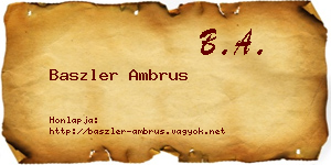 Baszler Ambrus névjegykártya